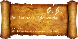 Oszlanszki Jávorka névjegykártya